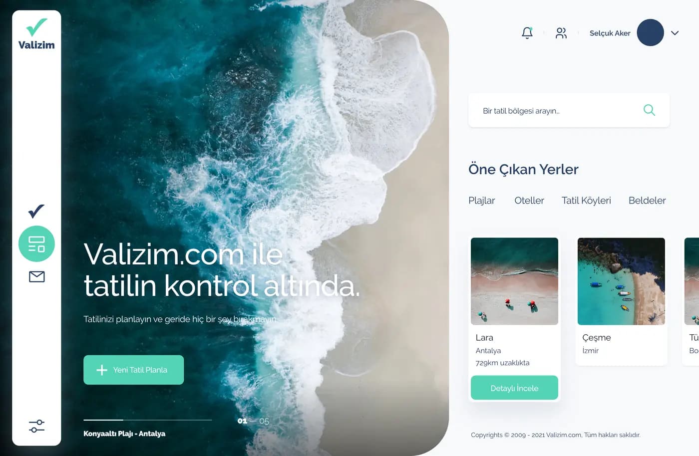 Valizim Travel — SaaS & Dashboard