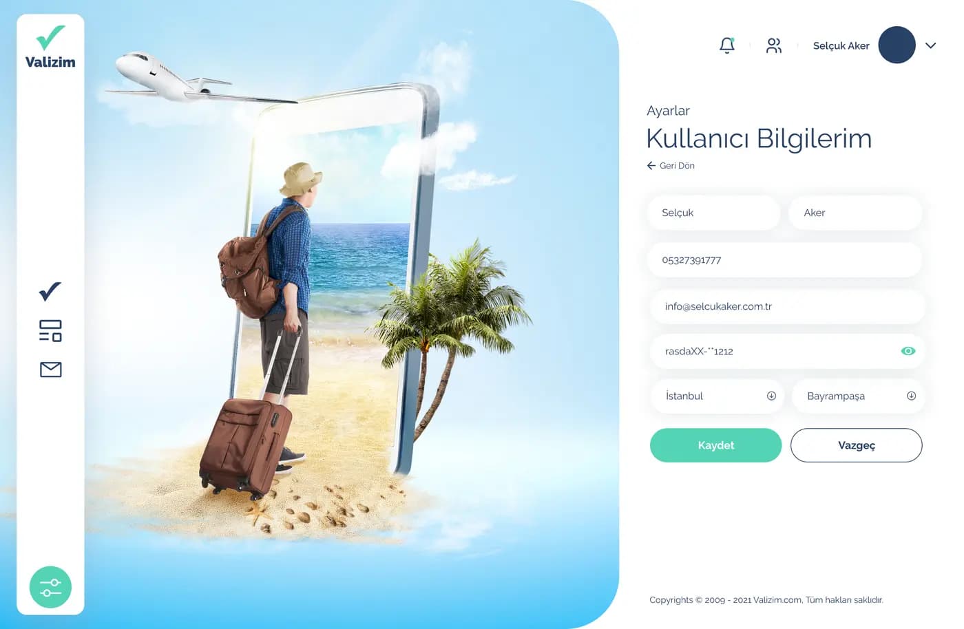 Valizim Travel — SaaS & Dashboard