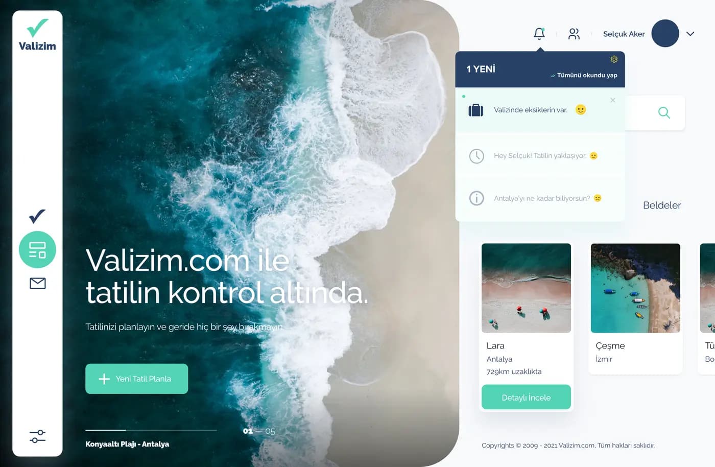 Valizim Travel — SaaS & Dashboard