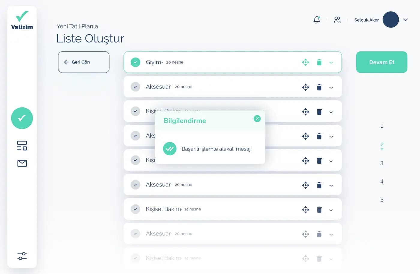 Valizim Travel — SaaS & Dashboard