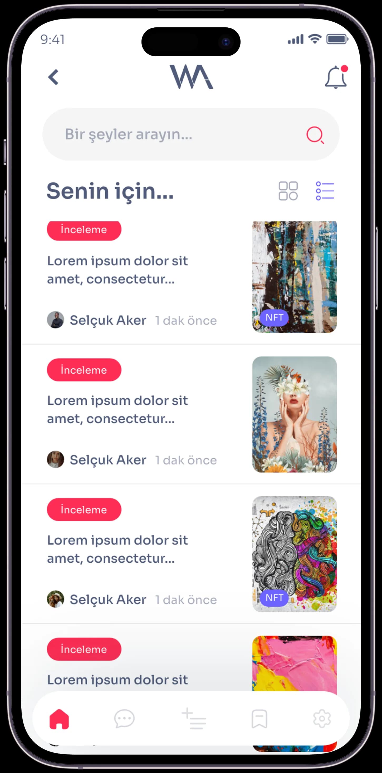 Wannart Social App — Mobil Uygulama