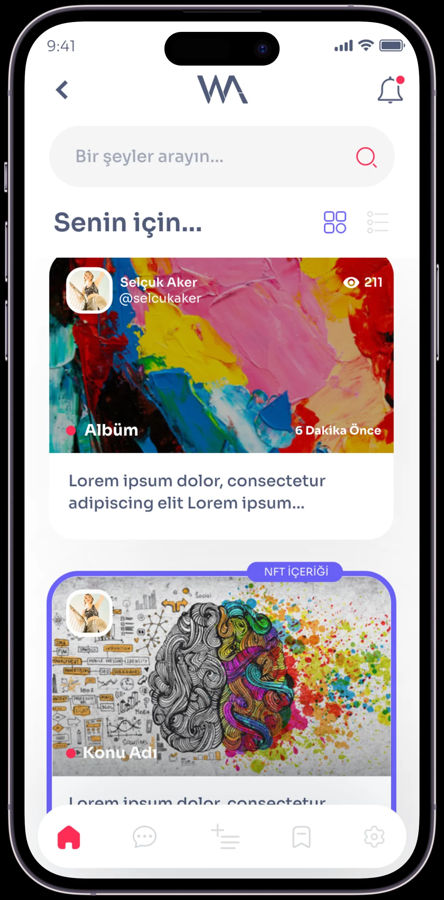 Wannart Social App — Mobil Uygulama